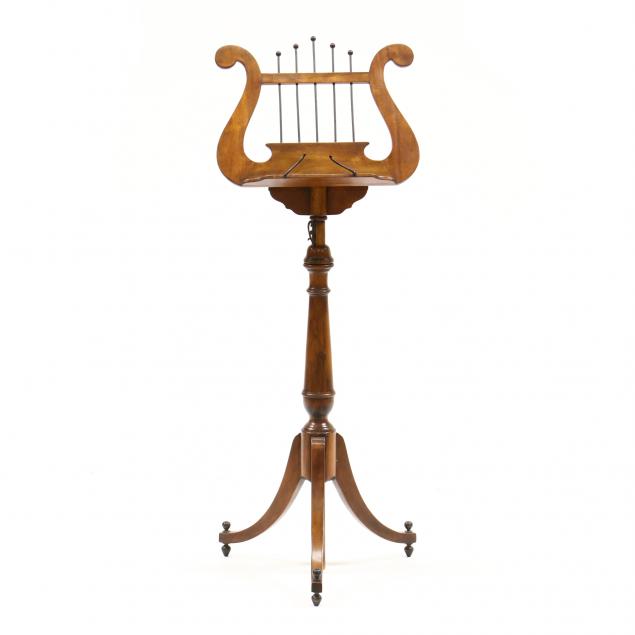 MAHOGANY LYRE FORM MUSIC STAND Late