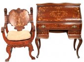 MAHOGANY MARQUETRY INLAID SLAN