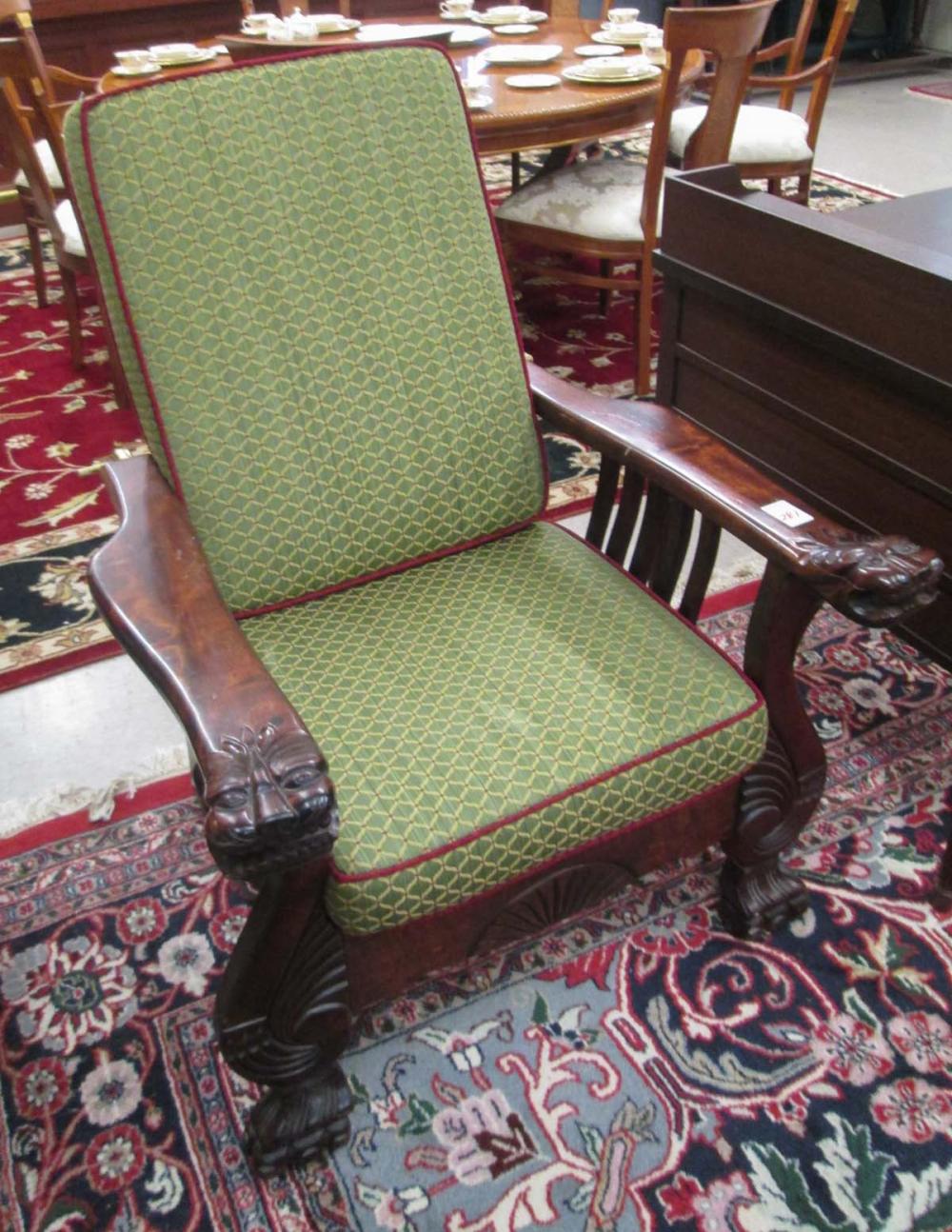MAHOGANY 'MORRIS' ARMCHAIR,