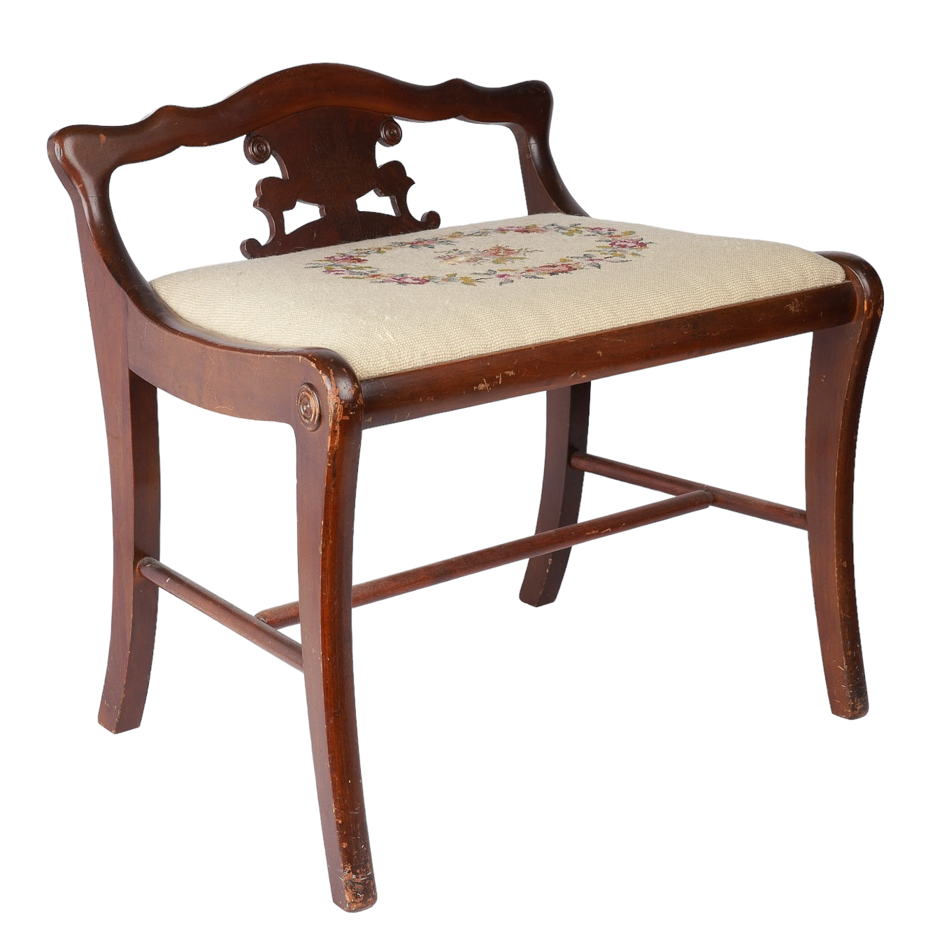 Mahogany needlepoint vanity