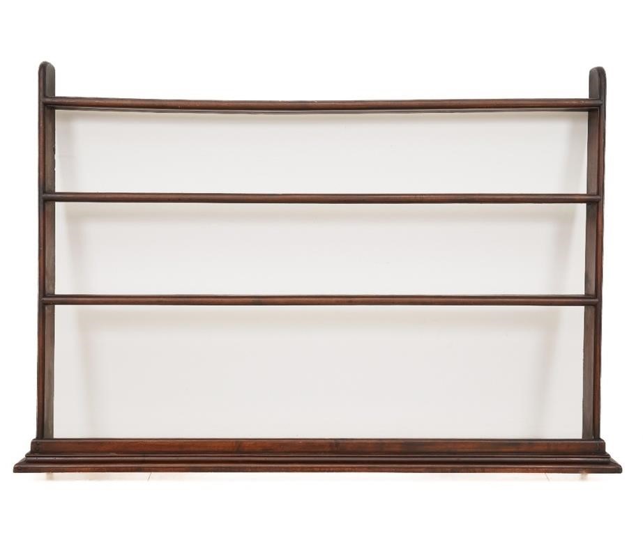 Mahogany open shelf pewter plate