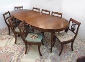MAHOGANY OVAL DINING TABLE WIT