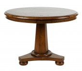 MAHOGANY PEDESTAL CENTER TABLE