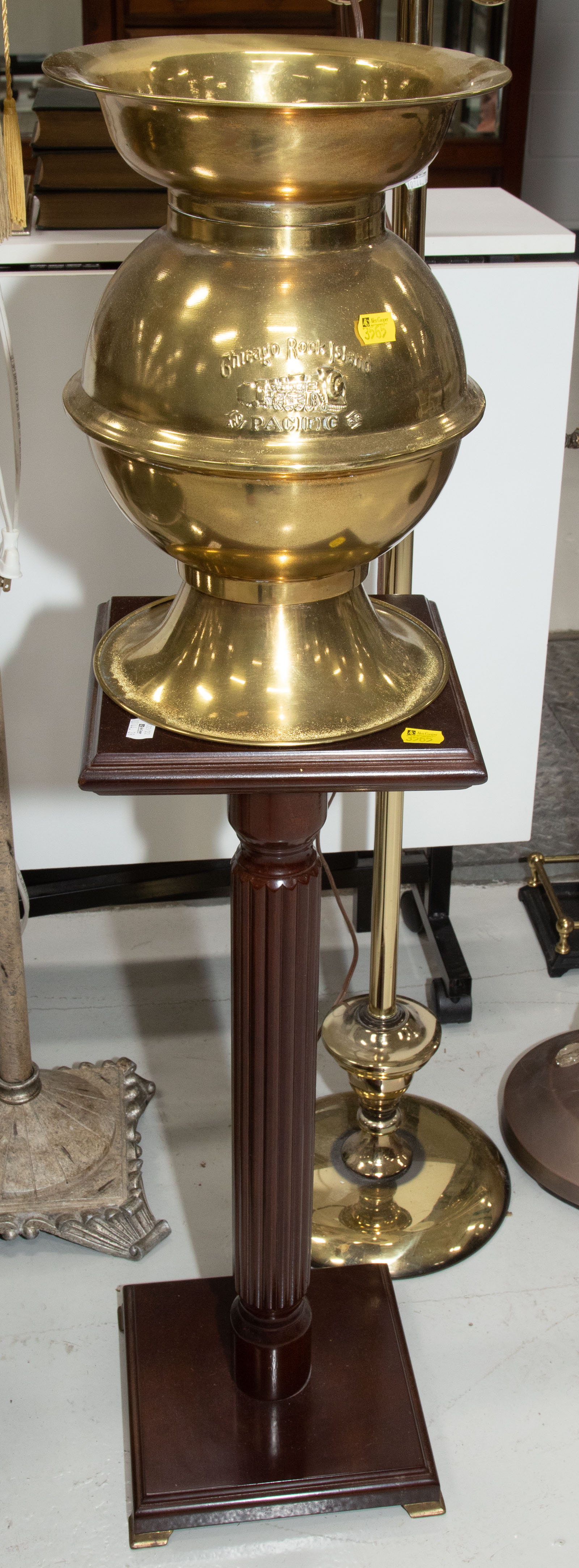MAHOGANY PEDESTAL & SPITTOON