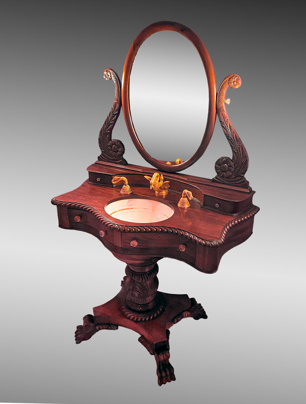MAHOGANY PEDESTAL VANITY/SINK: