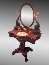 MAHOGANY PEDESTAL VANITY/SINK: