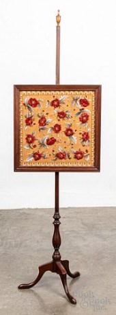MAHOGANY POLE SCREEN, EARLY 20