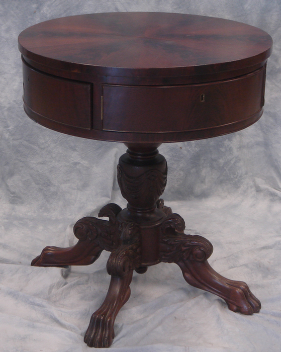 Mahogany Regency drum table, 4