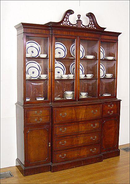 MAHOGANY SECRETARY BREAKFRONT CHINA