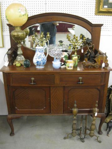 Mahogany Server oval mirrored