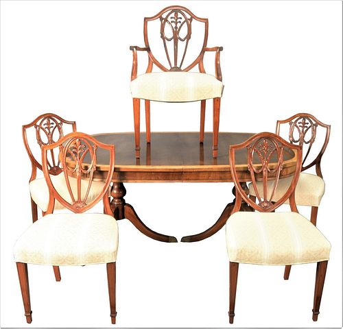 MAHOGANY SEVEN PIECE DINING SET,