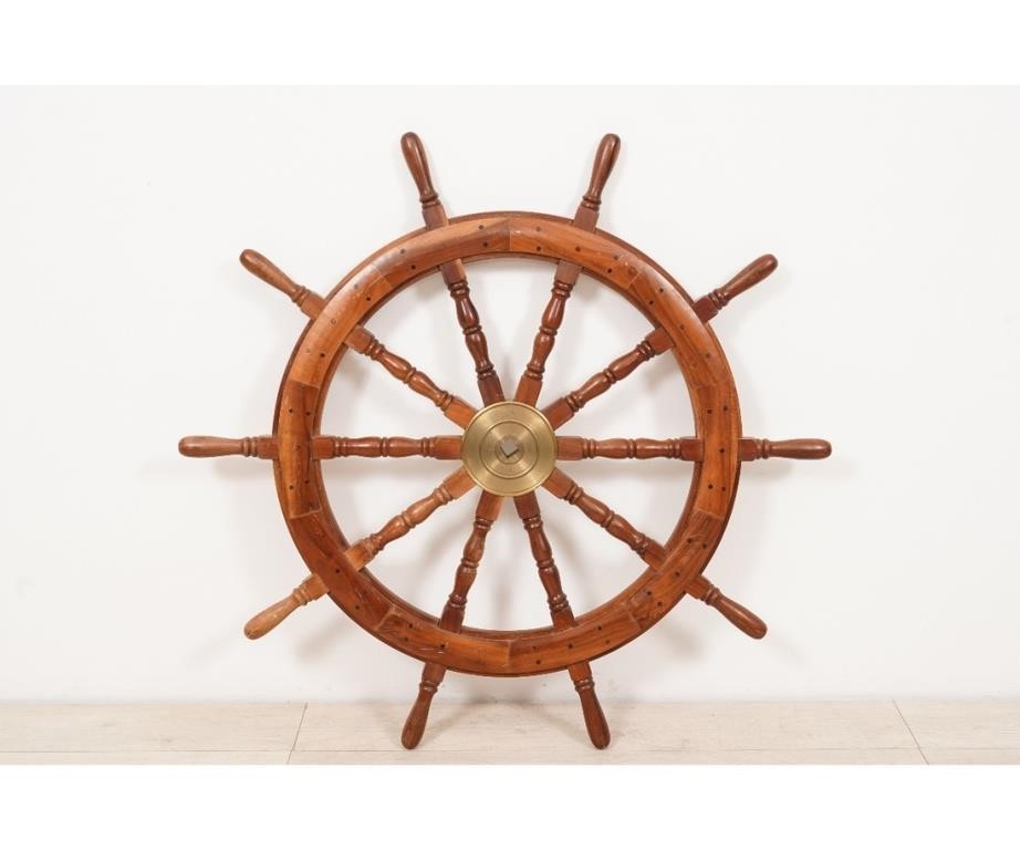 Mahogany ship's wheel, circa