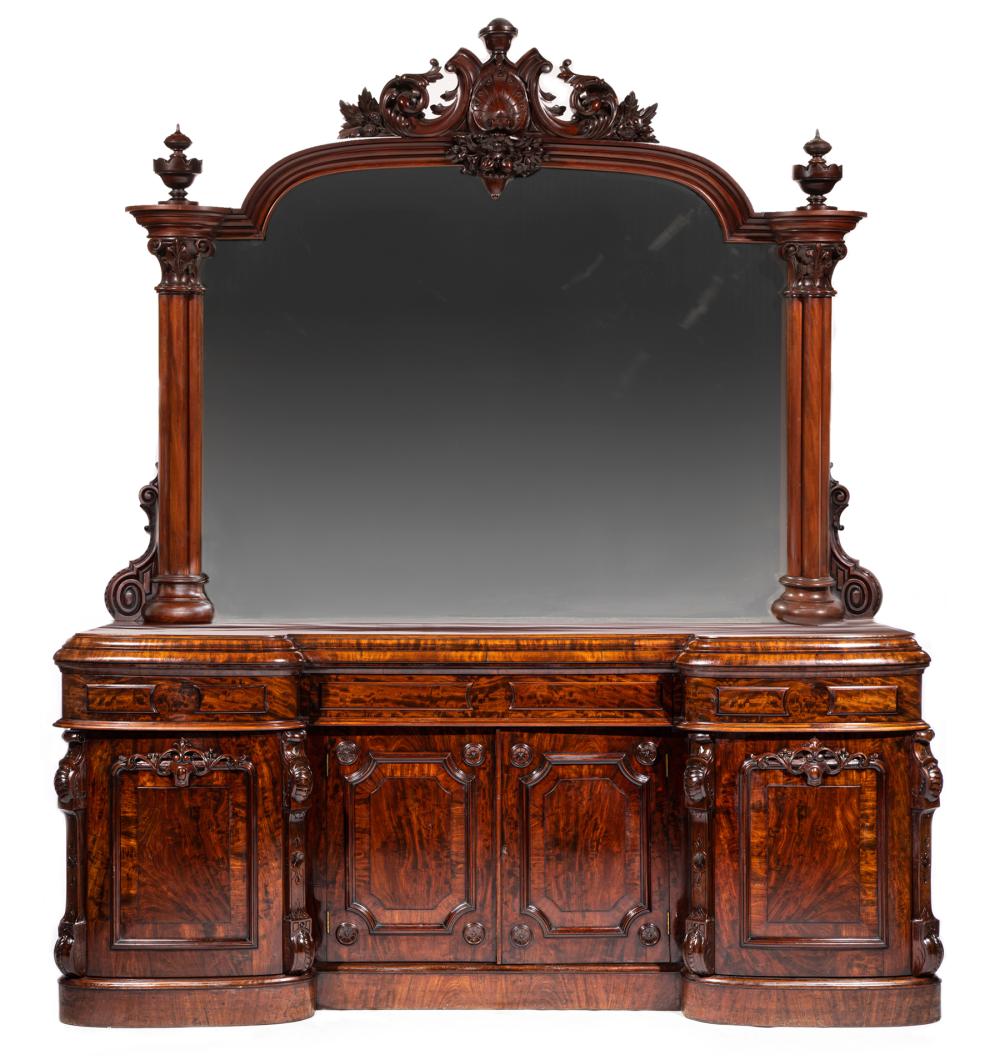 MAHOGANY SIDEBOARD, LABELED