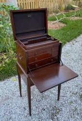 MAHOGANY SILVER CHEST ON STAND