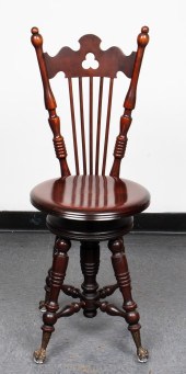 MAHOGANY SPINDLE BACK SWIVEL P