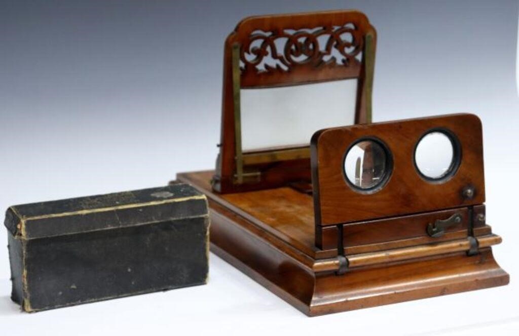 MAHOGANY STEREOSCOPE VIEWER &