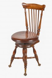 MAHOGANY SWIVEL PIANO STOOLwit