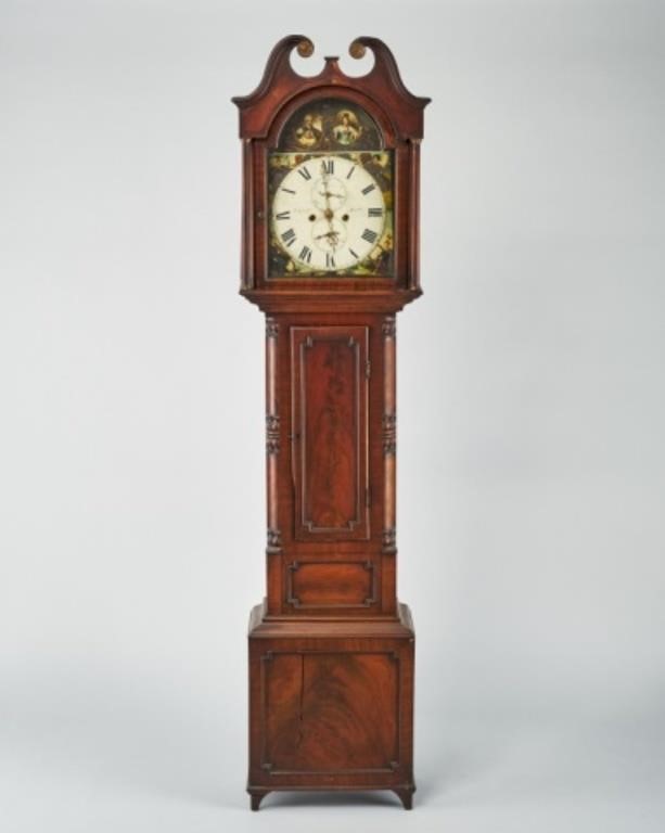 MAHOGANY TALL CASE CLOCK CIRCA
