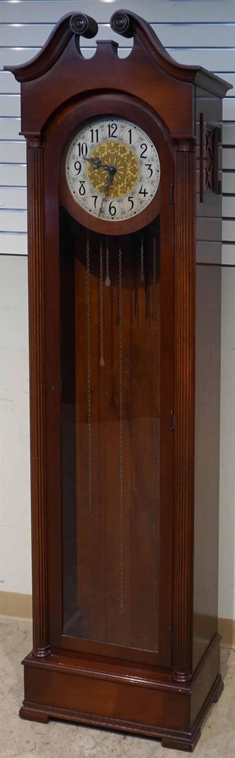 MAHOGANY TALL CASE CLOCK, H: 79-1/4