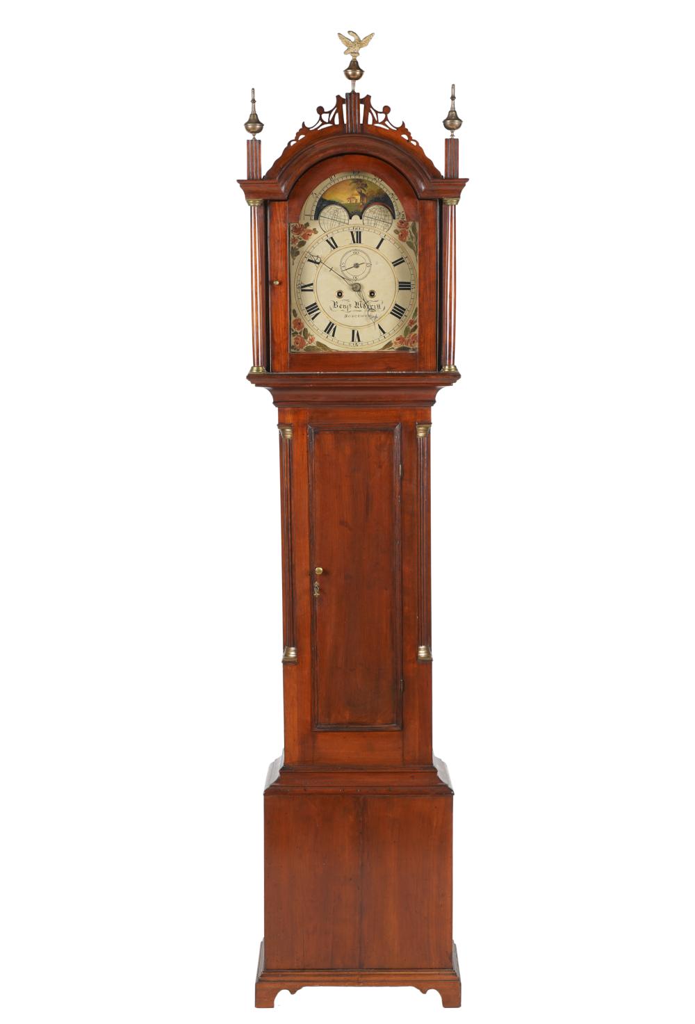 MAHOGANY TALL CASE CLOCKthe painted