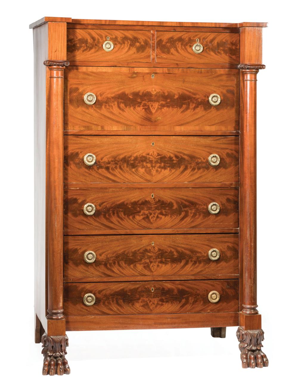 MAHOGANY TALL CHEST OF