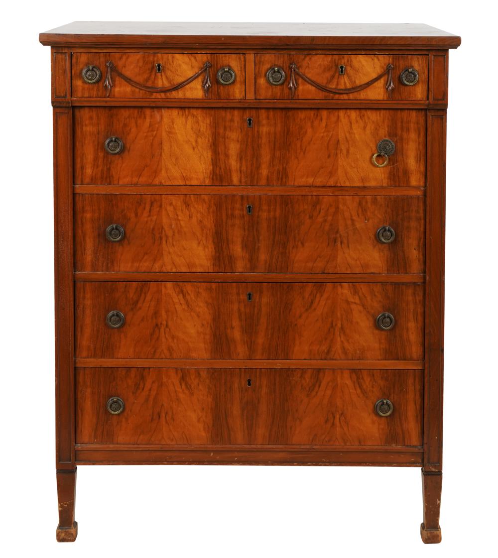 MAHOGANY TALL CHEST OF