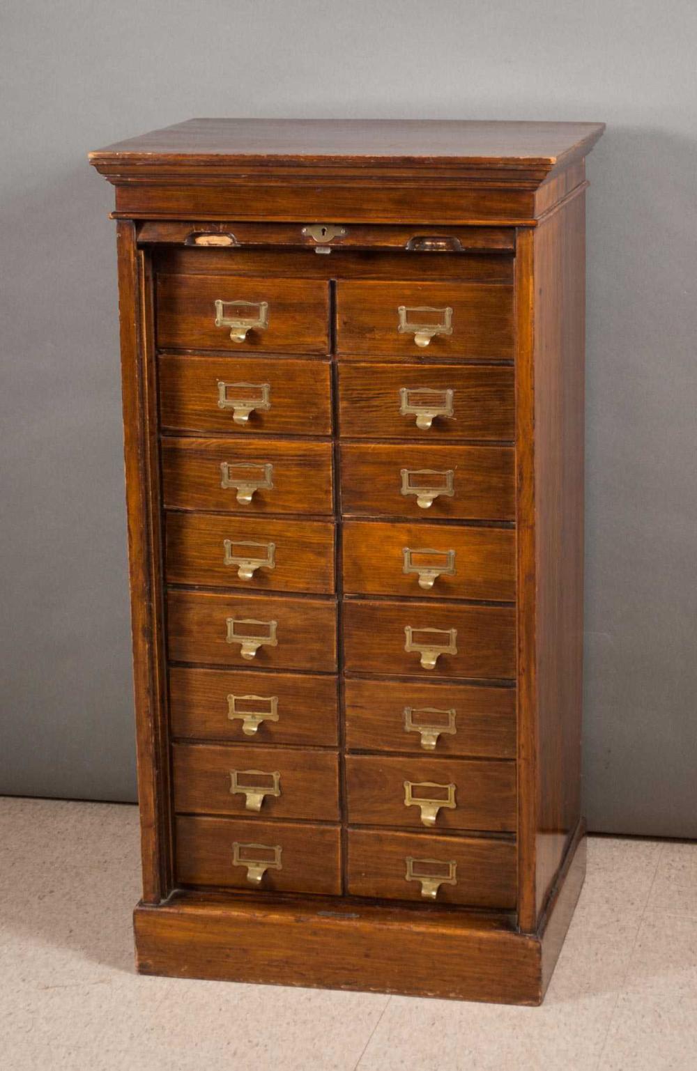 MAHOGANY TAMBOUR-FRONT CARD FILE