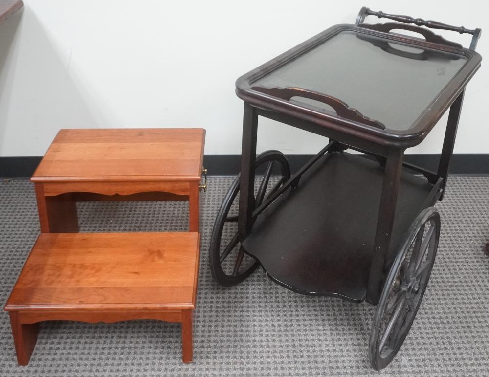 MAHOGANY TEA CART AND CHERRY BED