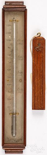 MAHOGANY THERMOMETER AND TRAVE