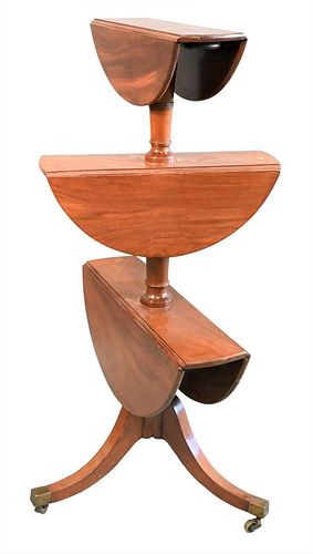 MAHOGANY THREE-TIER TABLE, HAVING