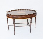 MAHOGANY TRAY ON STAND WITH SA