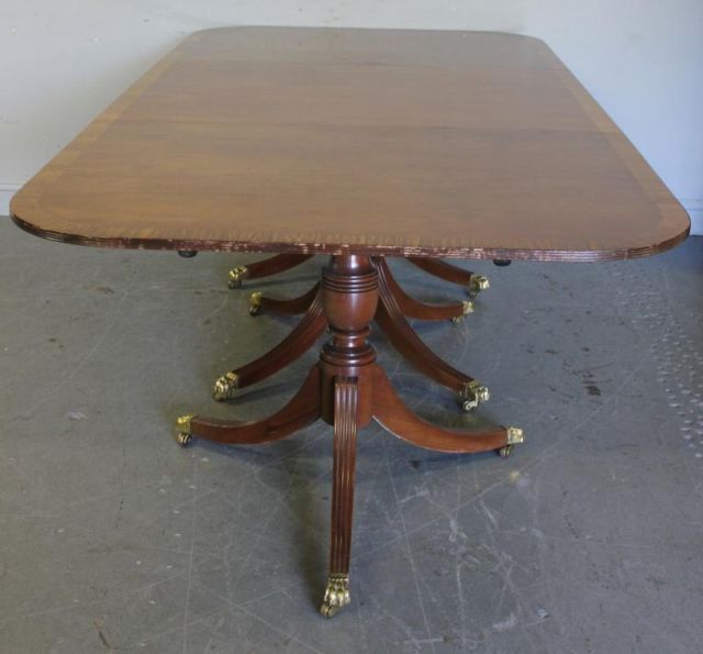 Mahogany Triple Pedestal Banded
