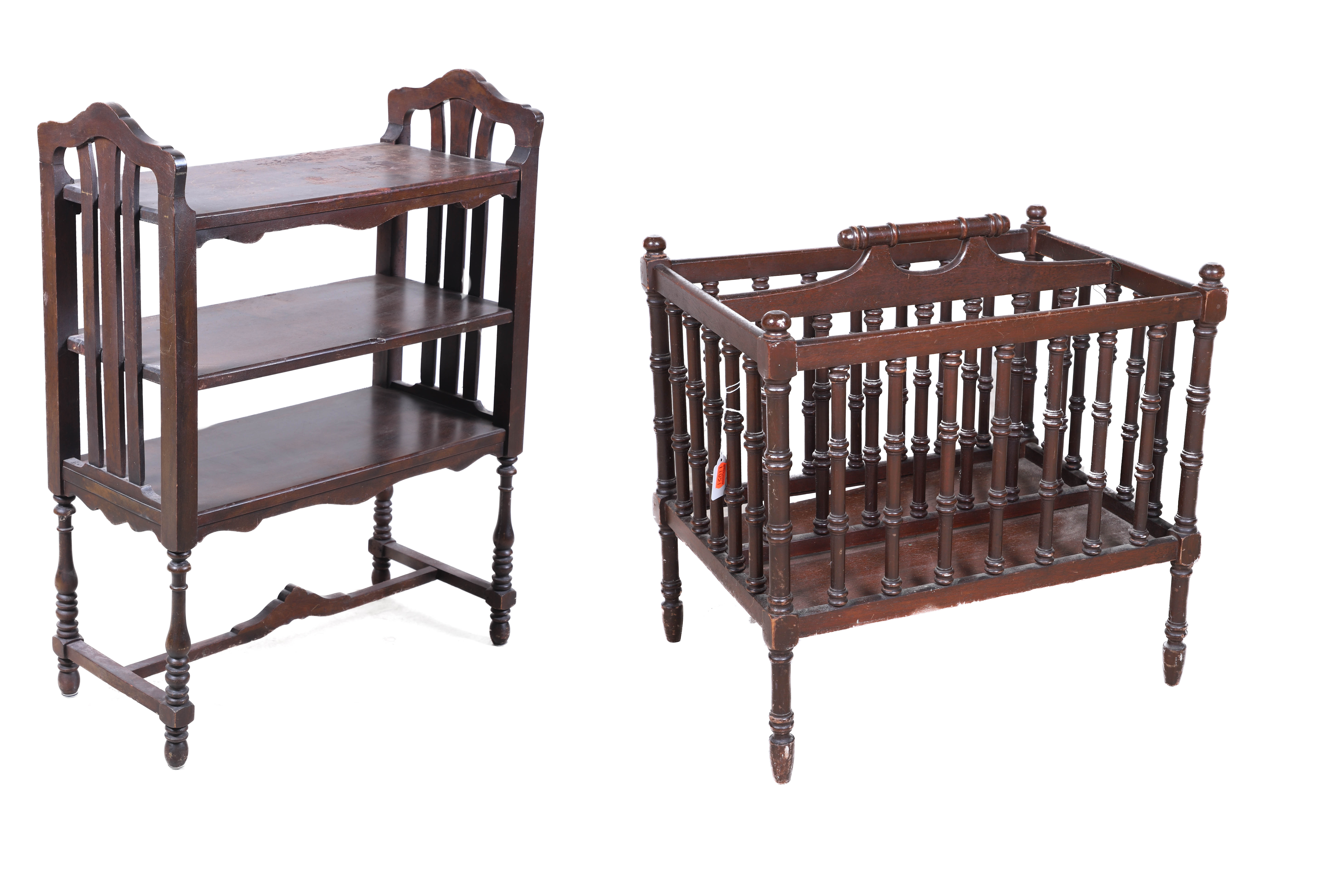 Mahogany turned magazine rack,
