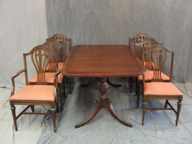 Mahogany Twin Pedestal Banded