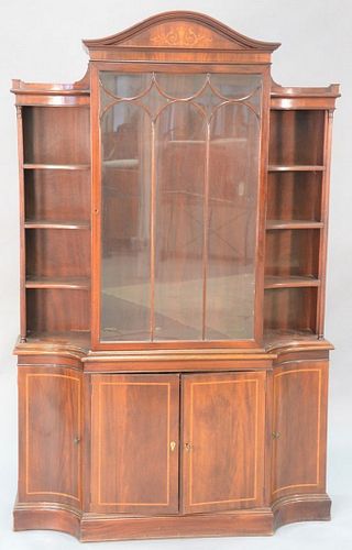 MAHOGANY TWO PART CHINA CABINET,