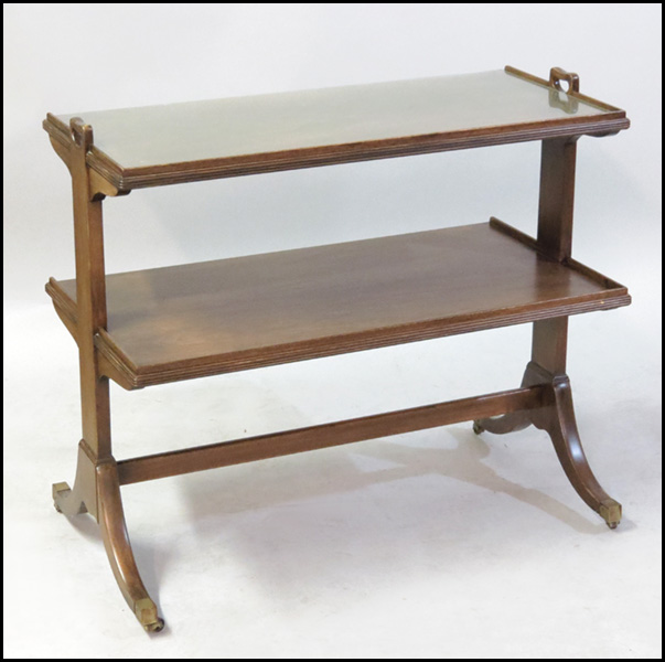 MAHOGANY TWO-TIER SERVER. Raised on