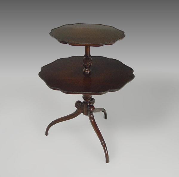 MAHOGANY TWO TIER SPIDER LEG TABLE: