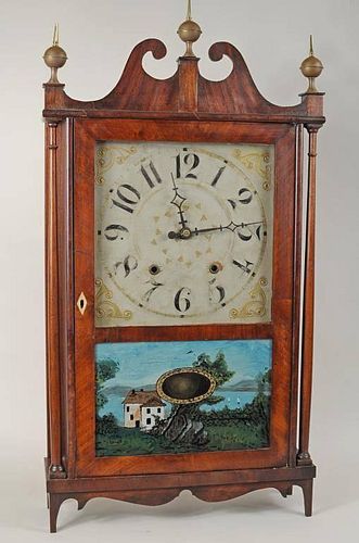 MAHOGANY VENEERED PILLAR & SCROLL