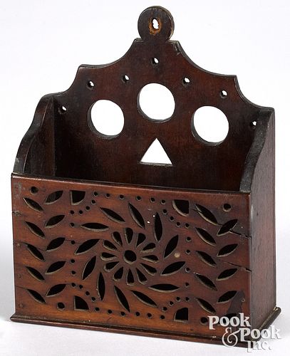 MAHOGANY WALL POCKET, 19TH