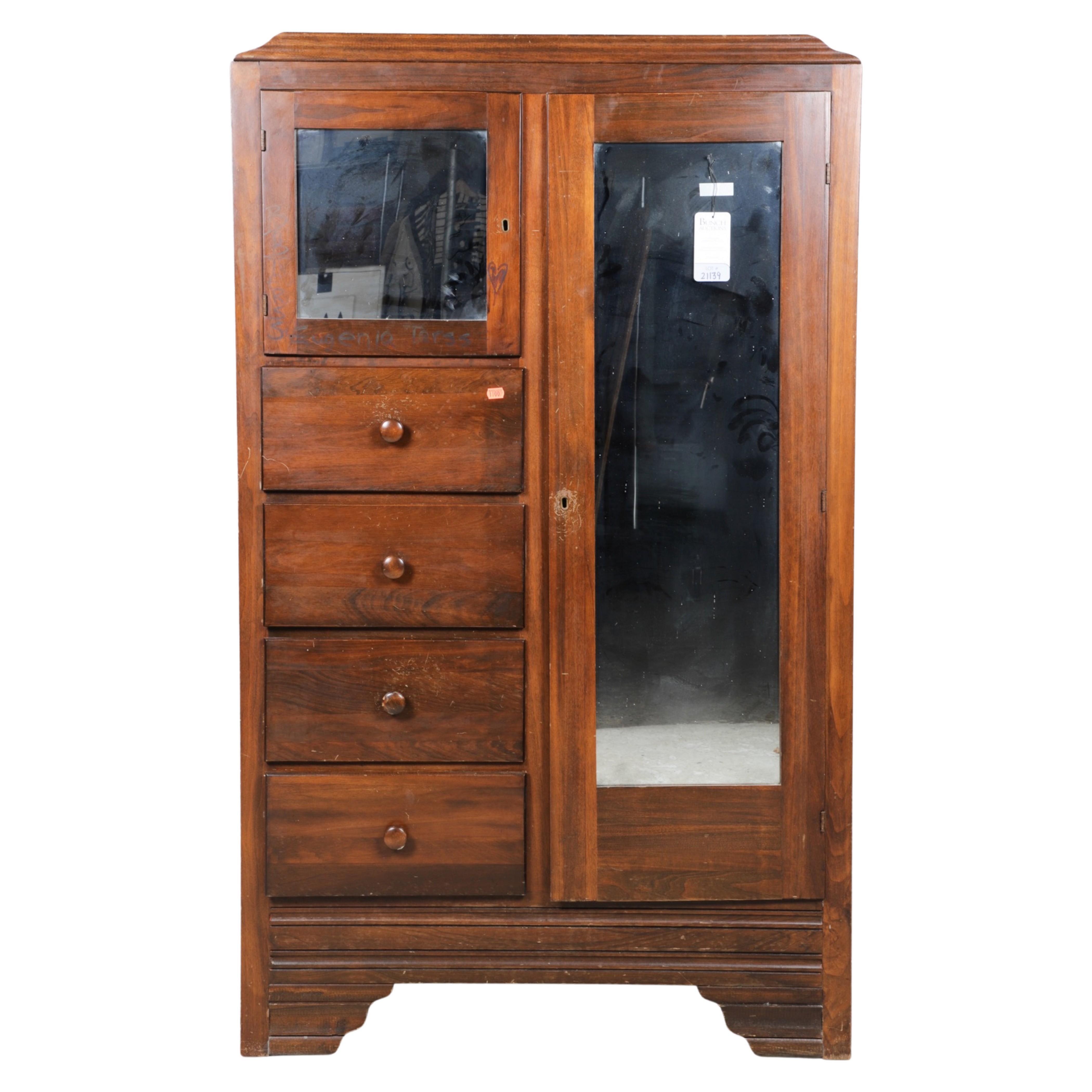 Mahogany wardrobe, end door with