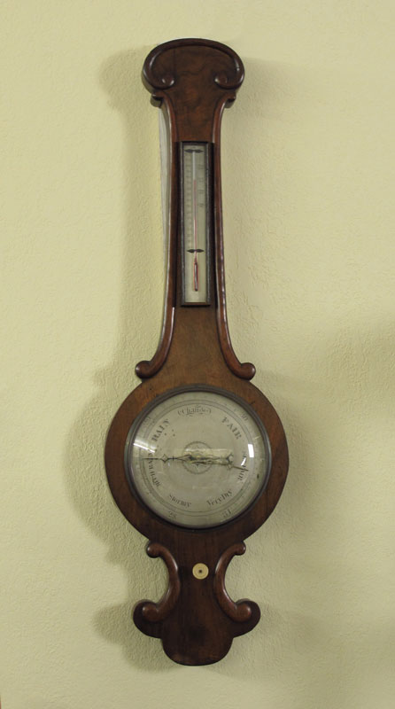 MAHOGANY WHEEL BAROMETER: Appears