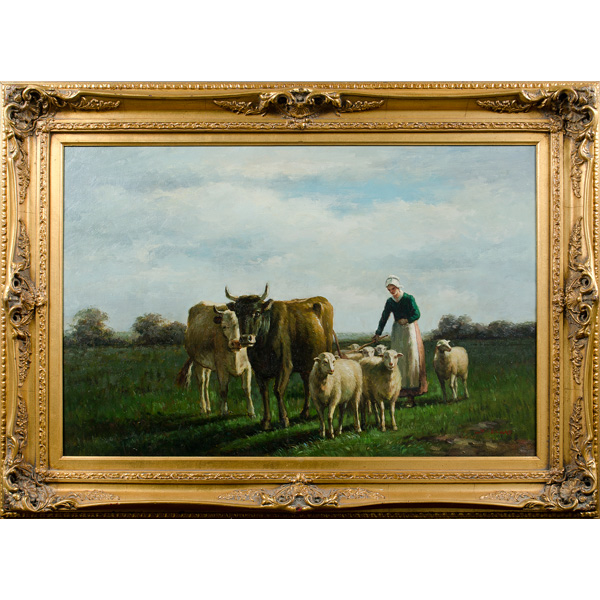 Maiden Herding Sheep and Cattle