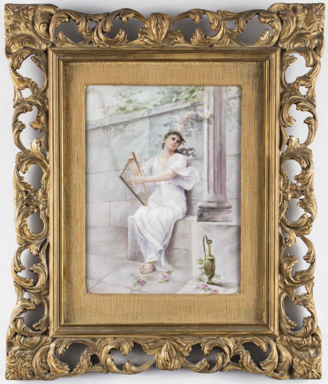 "MAIDEN PLAYING HARP" FRENCH