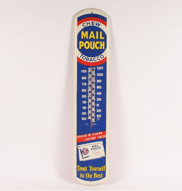 Mail Pouch enamel tin thermometer