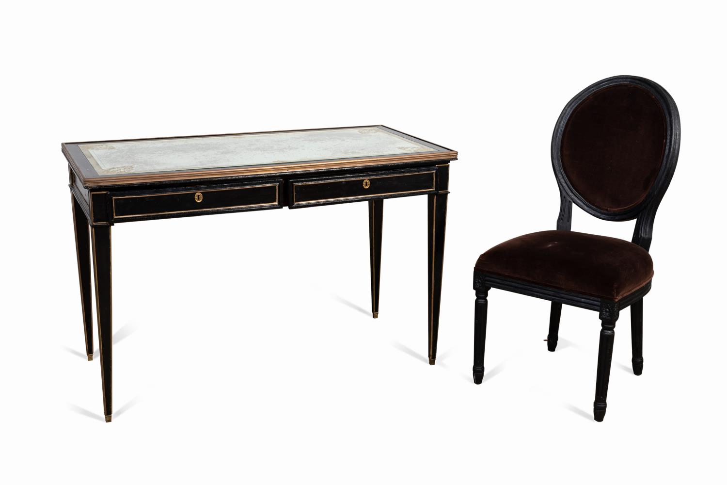 MAISON JANSEN MIRRORED DESK WITH RH