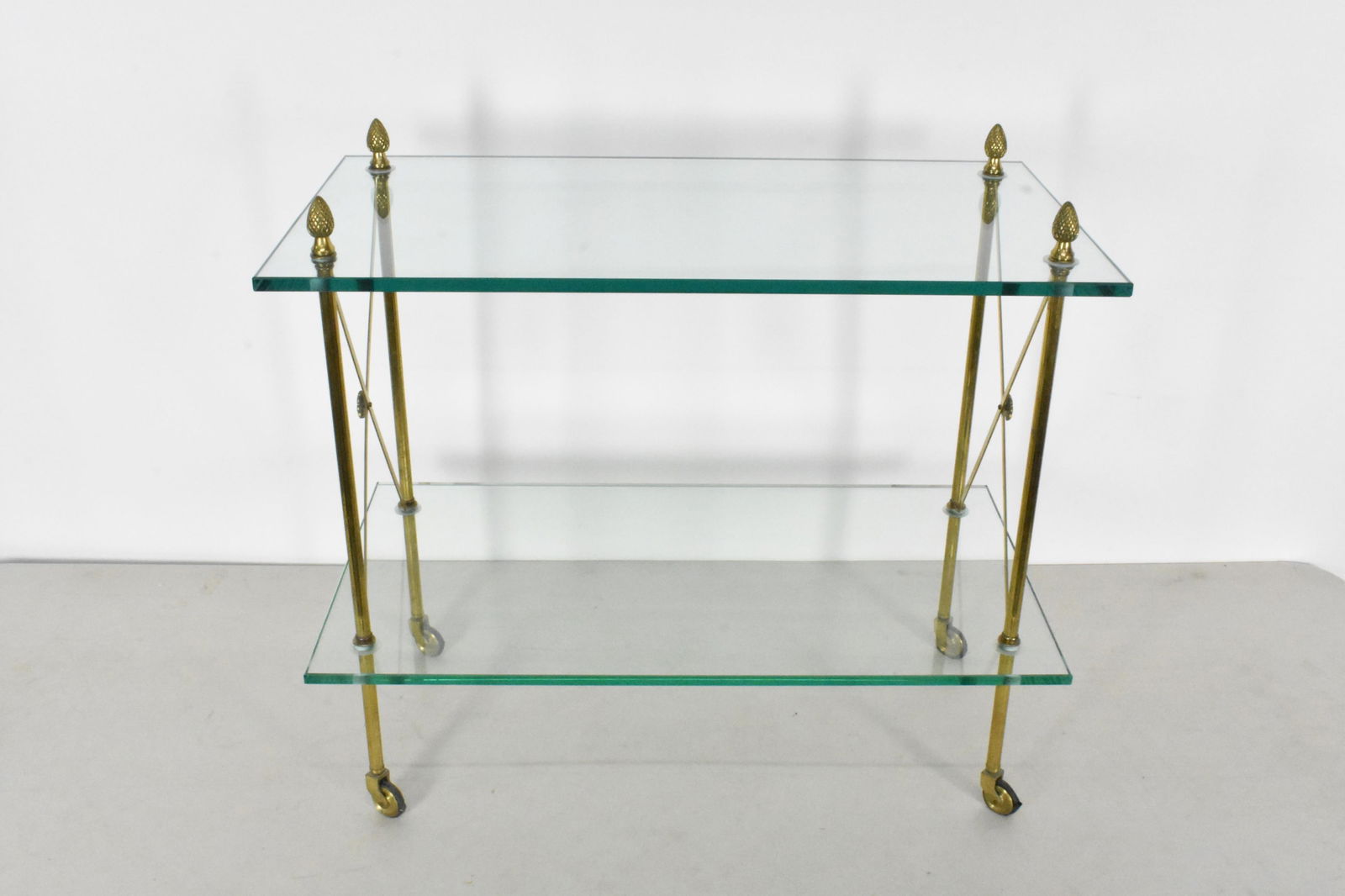 MAISON JANSEN STYLE BRASS AND GLASS