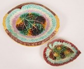 Majolica begonia pickle dish a