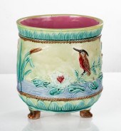 MAJOLICA BIRD WITH WATER LILY