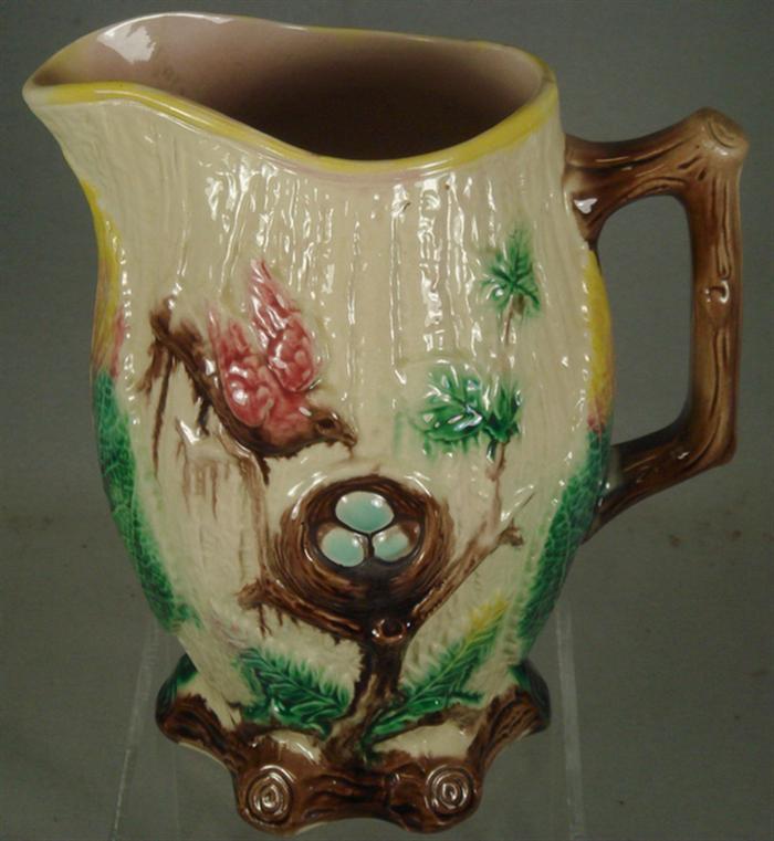 Majolica birds & eggs in nest