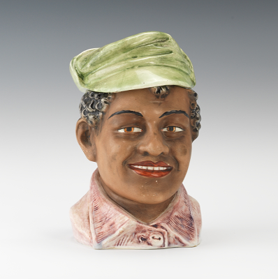 Majolica Black Boy Head Humidor Jar